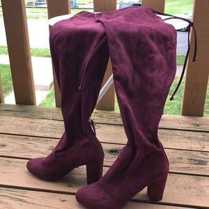 Francesca's Block Heel Velvet Boots